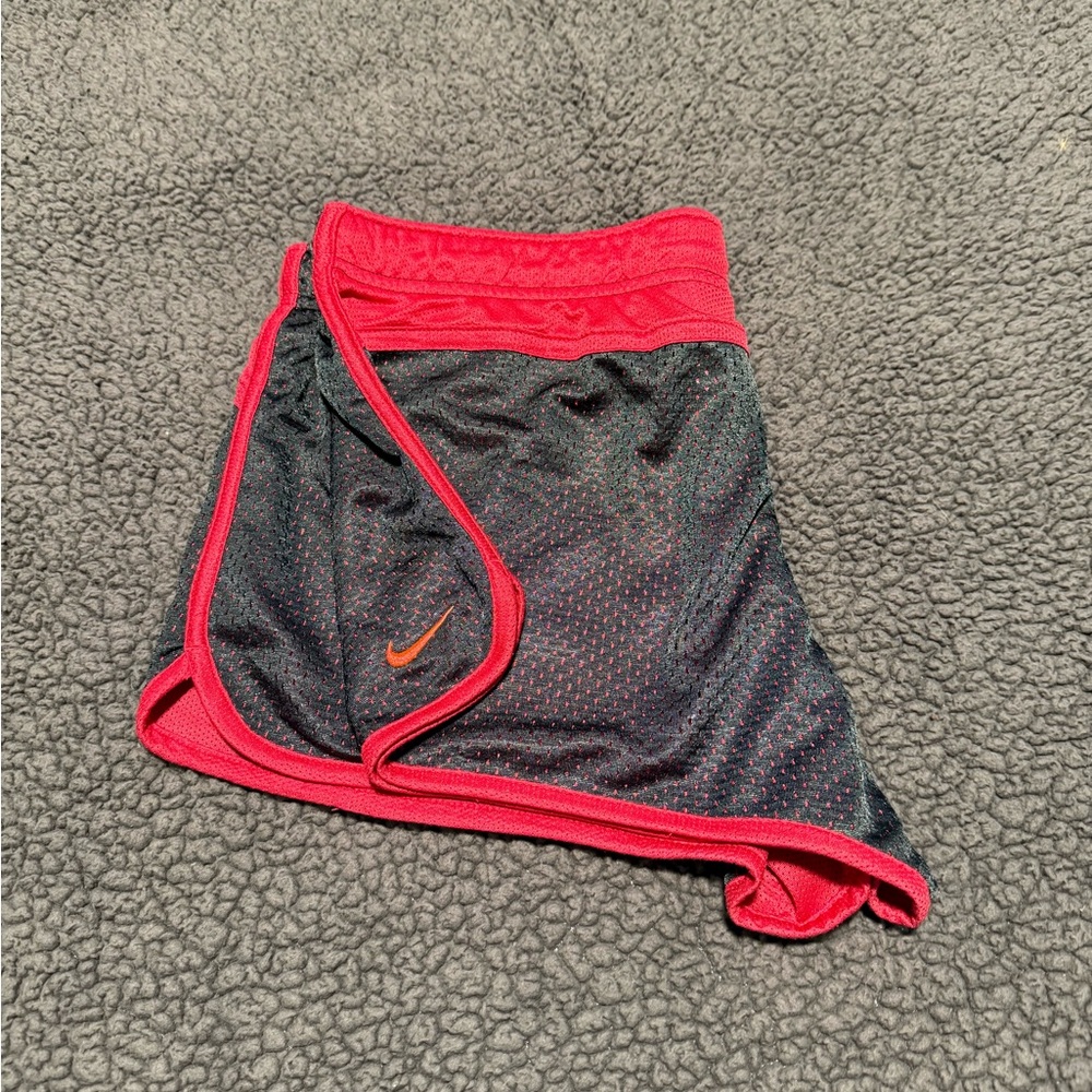 Nike Black and Red Athletic Mesh Shorts
